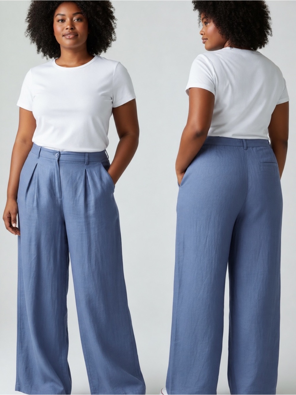 aerie Wide-Leg Pleated Pants in Dusty Blue